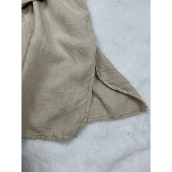 Cloth & Stone Jumpsuit Women S Beige  V Neck Sleeveless Wide Leg Crop 100 Linen - Picture 13 of 15